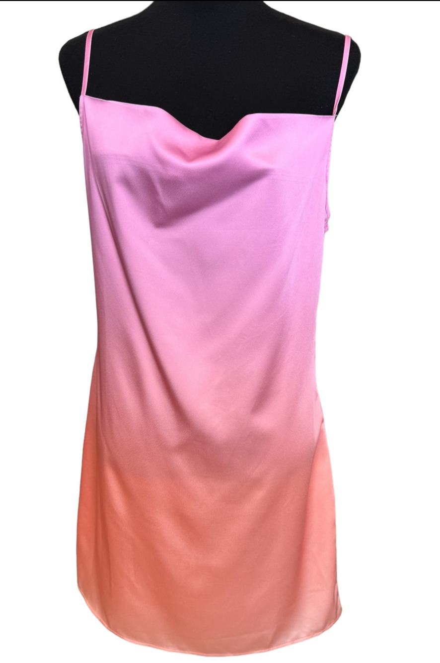 NEW BP. NORDSTROM Pink Mystic Canyon Dip dye Cowl Neck Mini dress Large VACAY